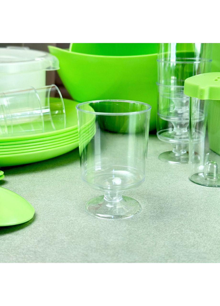 Набор пластиковой посуды для пикника 41 предмет, зелёный No Brand (365815088)