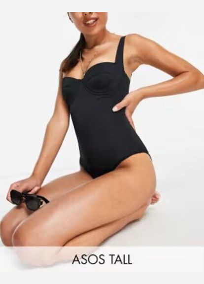 Черный демисезонный купальник слитный Asos 101344896