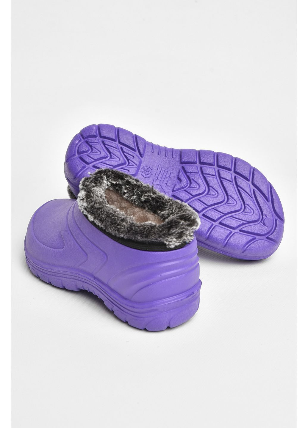 Сиреневые калоши детские на меху сиреневого цвета Let's Shop со шнурками