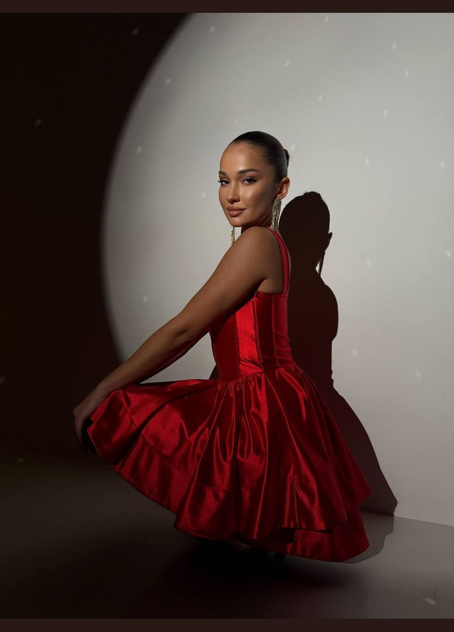 Червона святковий, коктейльна, повсякденний, відвертий, вечірня сукня жіноча No Brand однотонна