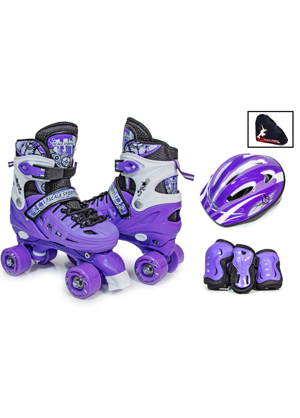Комплект квадов с защитой Scale Sport. Violet (размер 29-33) 578909847 Scale Sports (340912248)