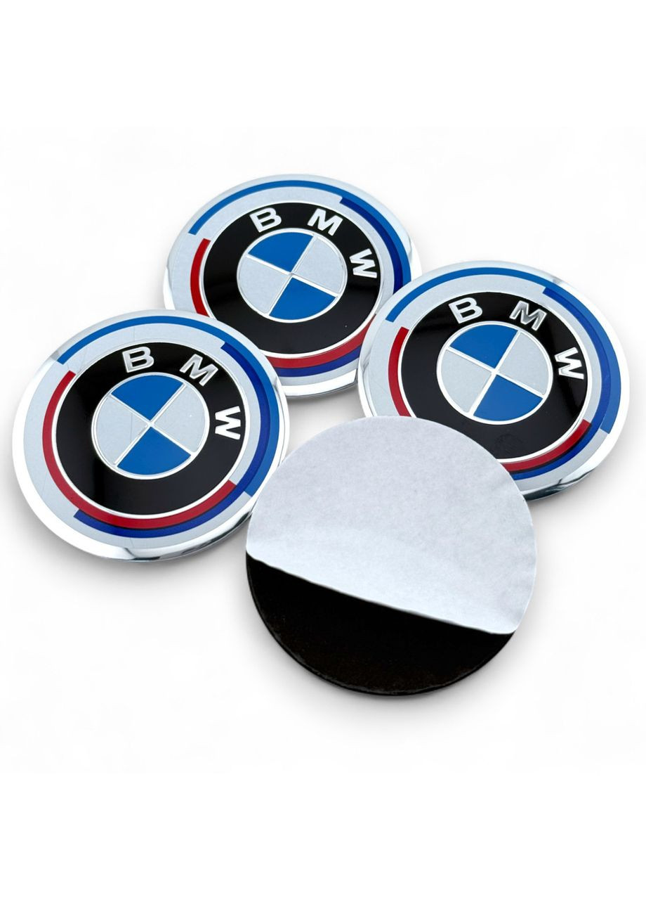 Наклейки с логотипом БМВ 56 мм алюминиевые Юбилейные «50 Лет» 4 штуки. BMW (354698587)