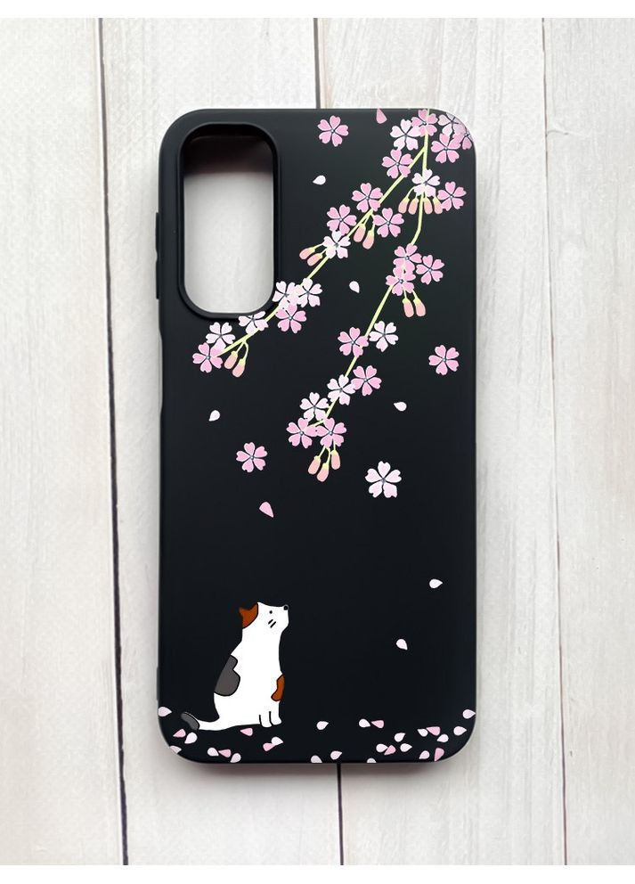 Матовий чохол на Samsung Galaxy A24 Чорний:: Котик і сакура (принт 283) Creative (360660445)