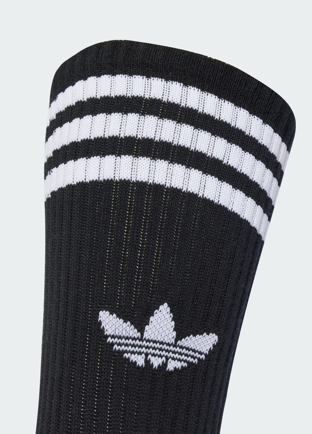Чорні три пари шкарпеток 3-stripes high crew adidas логотипи (353690616)