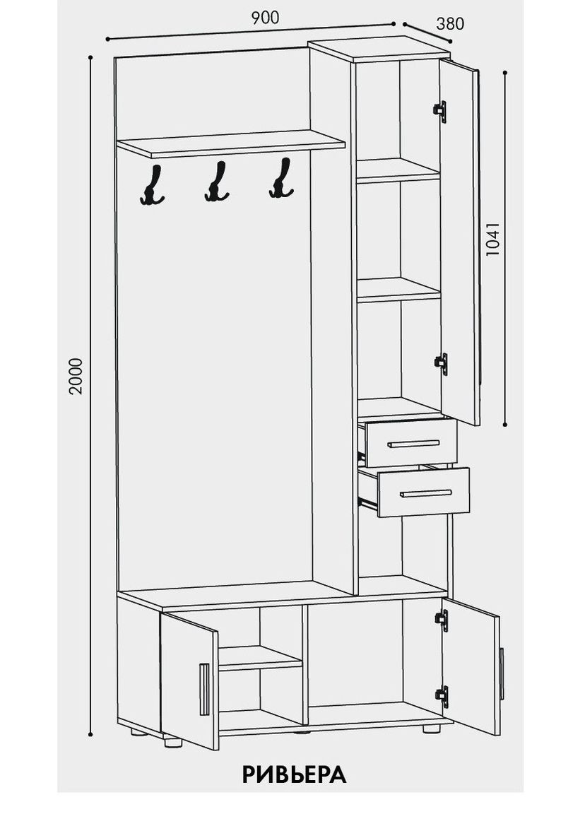 Передпокій Рів'єра з шафою ШП-1 (EVR-2188) Еверест (324066583)