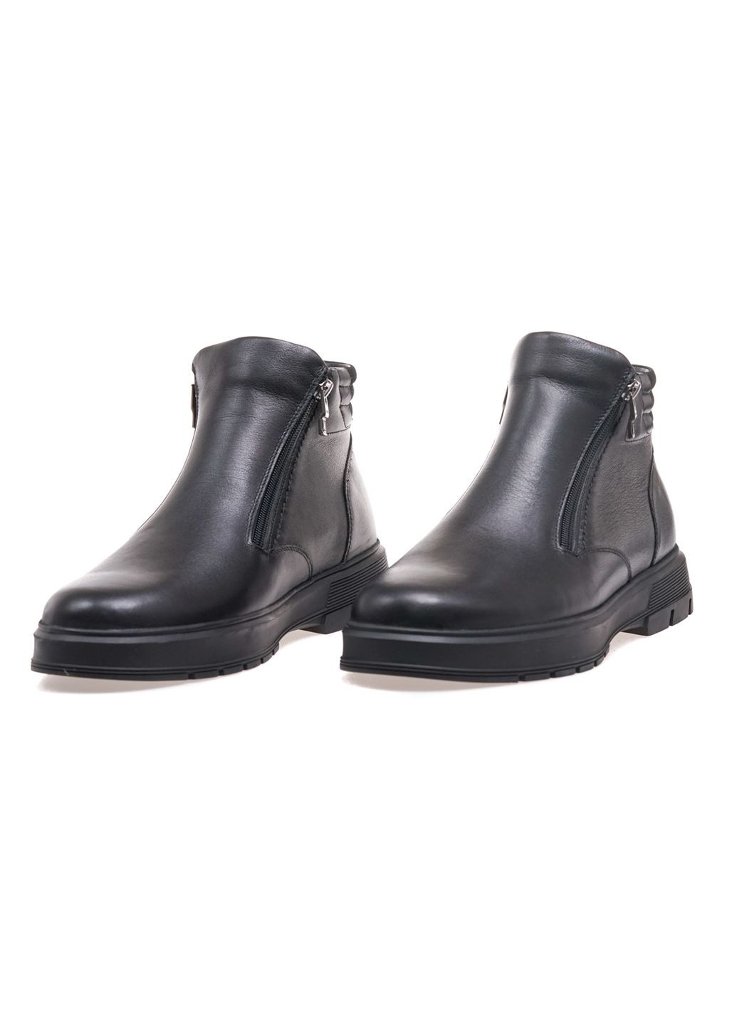 Черные зимние ботинки комфорт мужские 321-1s-ow/black leather Ikos