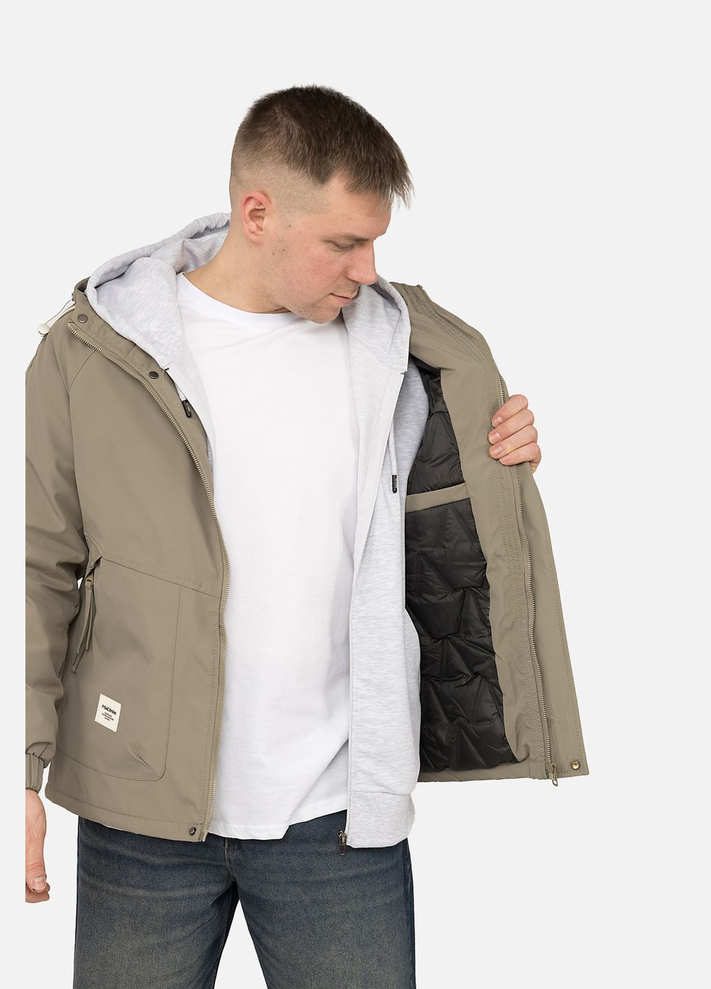 Оливкова (хакі) демісезонна куртка чоловіча колір хакі цб-00267283 DESIGN Brand