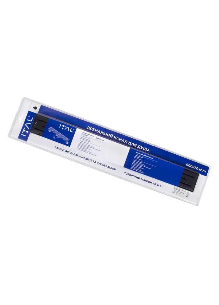 Душовий трап IT03-FT01/500B, 500 мм, нержавіюча сталь, чорний ITAL (316095099)