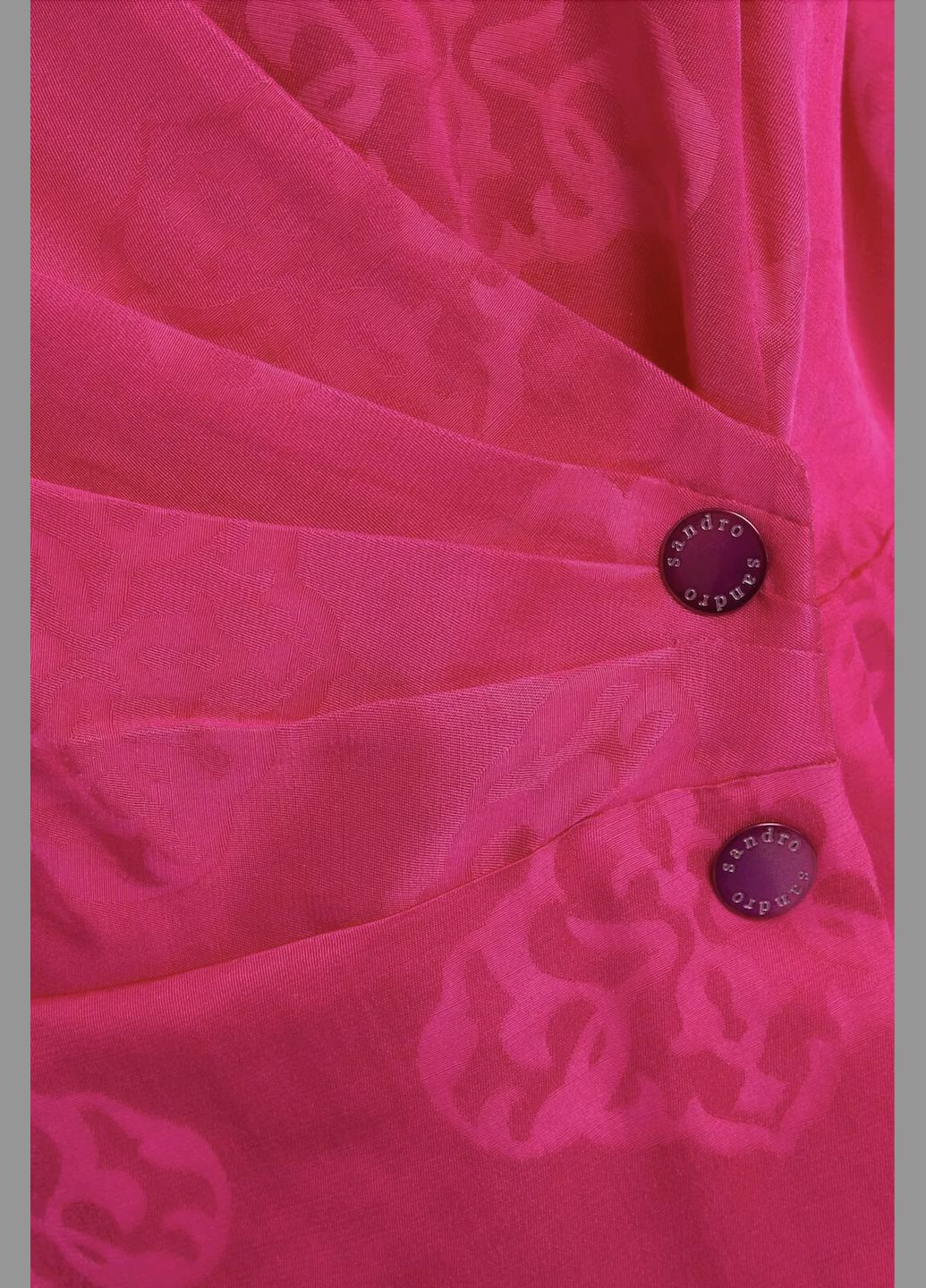 Малиновое вечернее, кэжуал, повседневный, пляжное, домашнее, деловое, коктейльное, праздничный стильное платье на запах от sandro футляр, на запах, силуэтная Sandro Paris