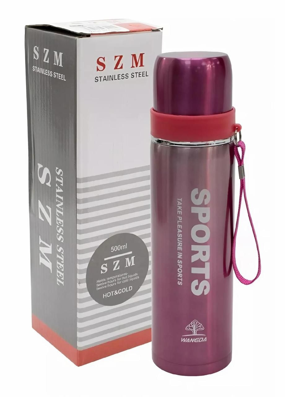 Термос Sports 500 мл із нержавіючої сталі 316, подвійна вакуумна ізоляція Pink Stenson (342098924)