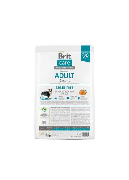 Сухий корм Dog Grain-free Adult для собак малих і середніх порід, беззерновий з лососем, 3 кг (*) Brit Care (323219578)