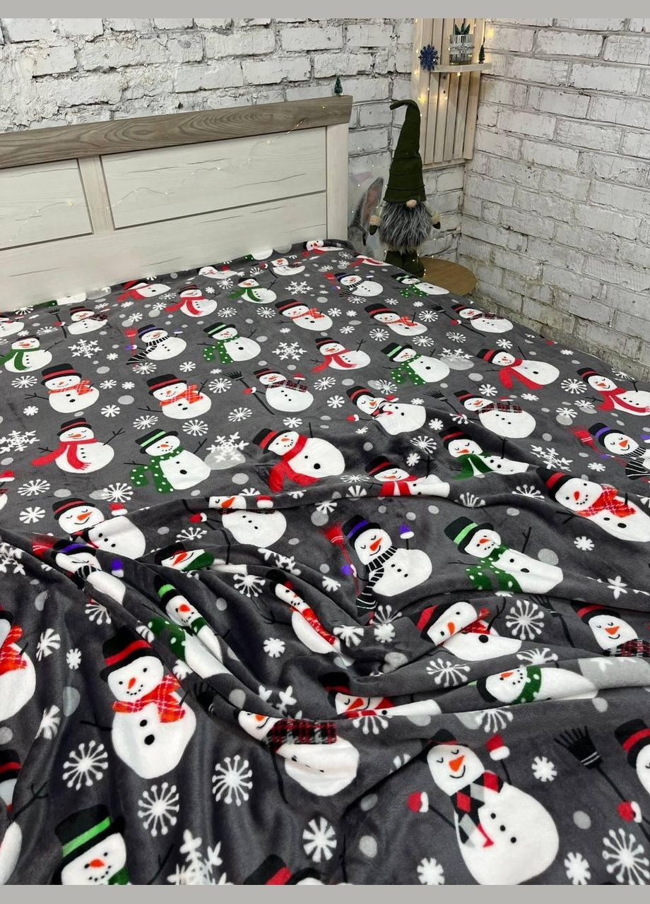 Плед новогодний теплый флис Черный 200х215 см No Brand (308754623)