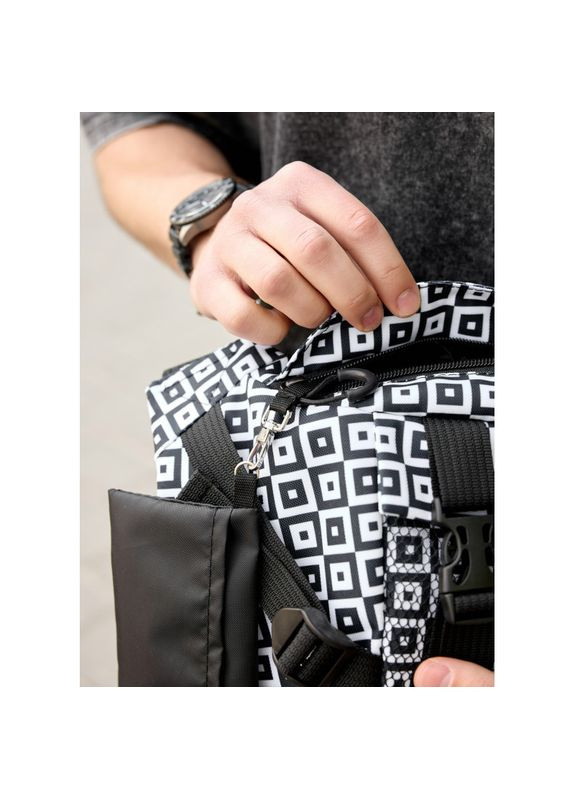 Большая мужская поясная сумка бананка DynamicDart тканевая принт "Cube" Sambag (330224200)