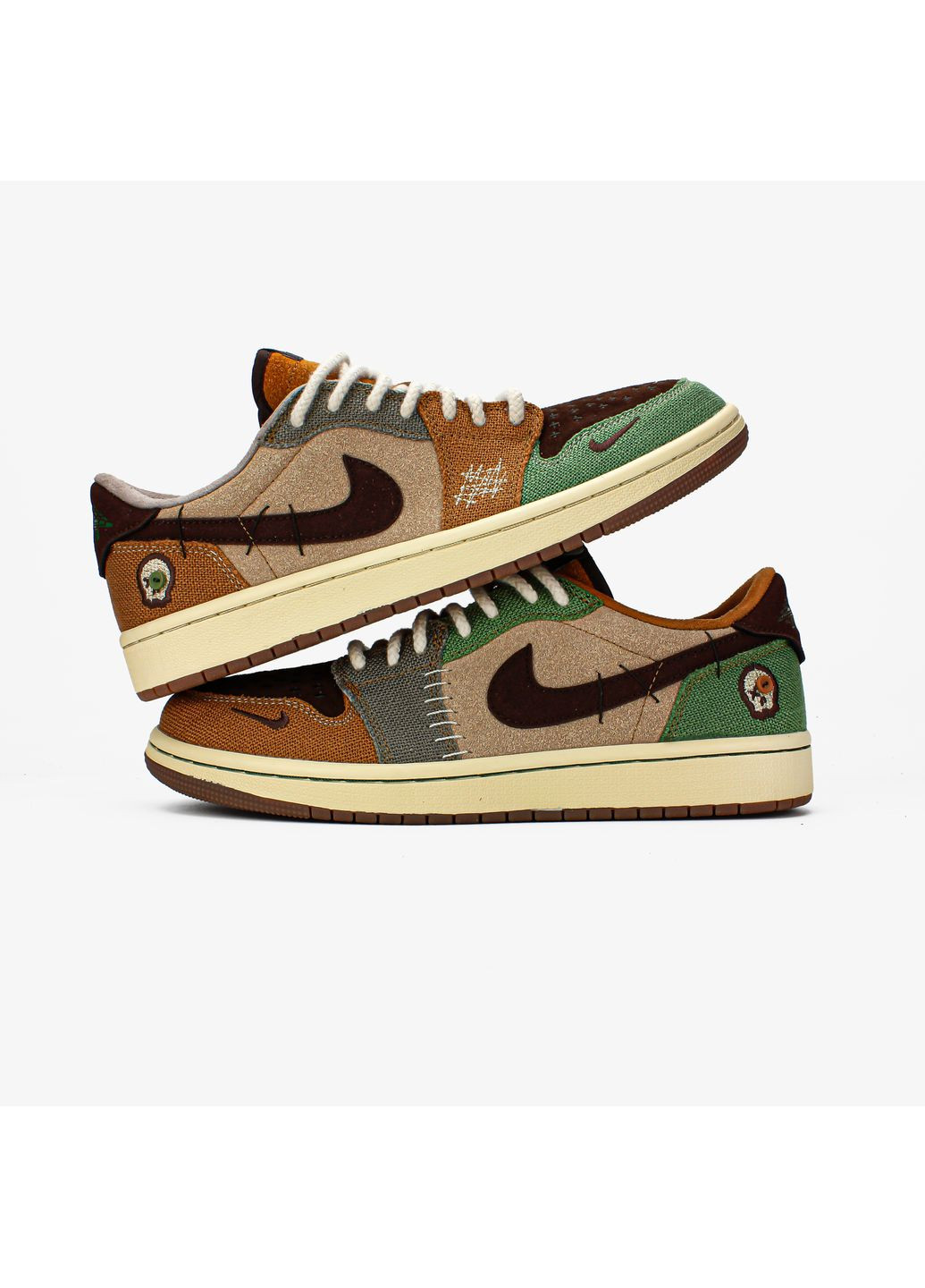 Коричневі Осінні кросівки чоловічі і жіночі Nike Air Jordan Retro 1 Low OG Zion Williamson Voodoo | Найк Аір Джордан Ретро 1