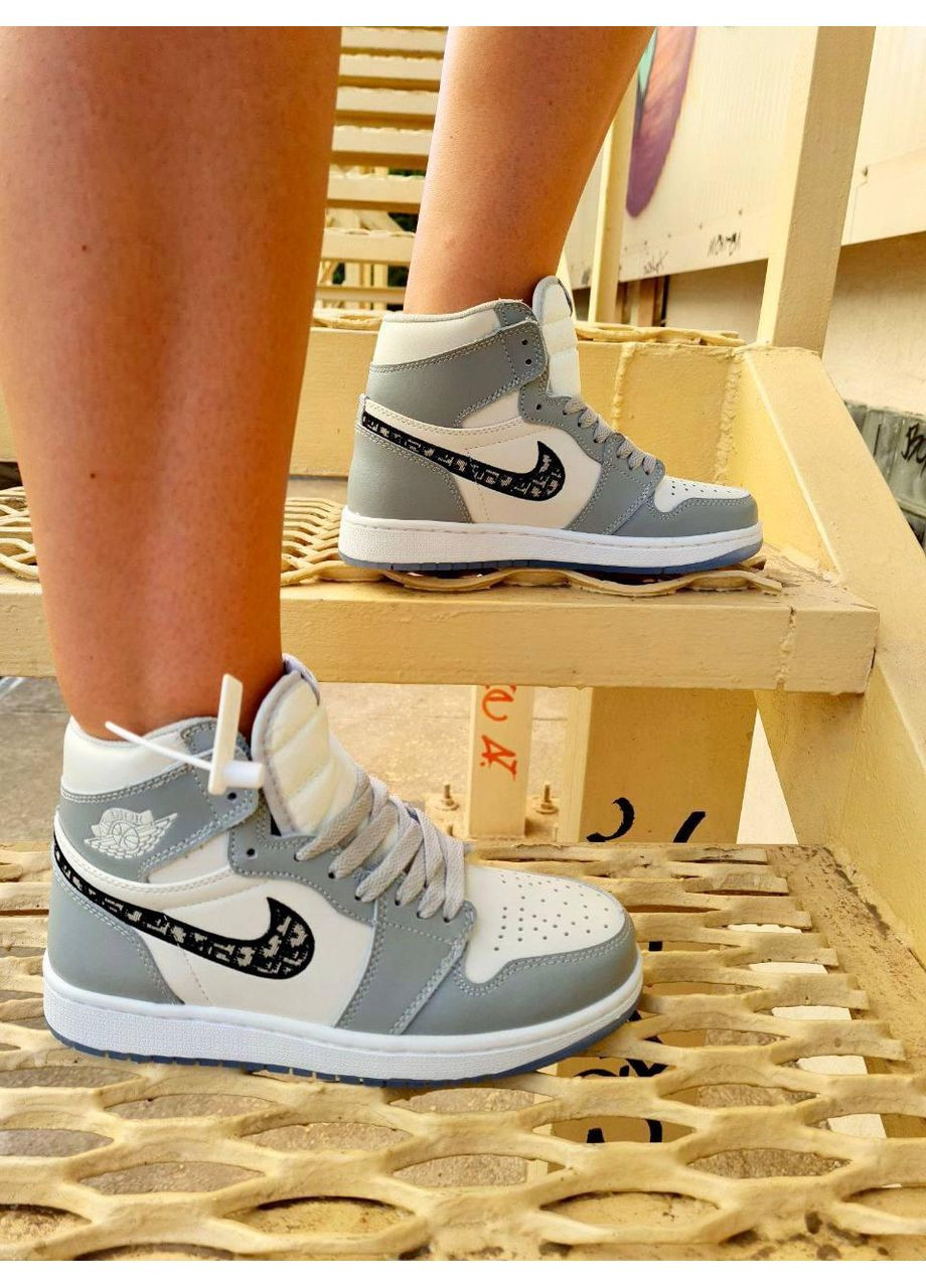 Білі Осінні кросівки чоловічі nike air jordan 1 retro x christian dior найк аір джордан No Brand