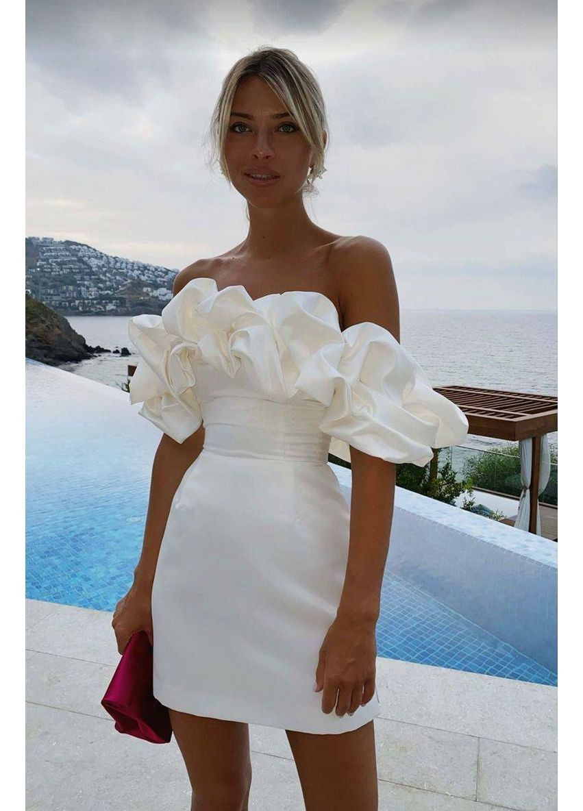 Молочна святковий, вечірня, кежуал жіноча сукня No Brand однотонна