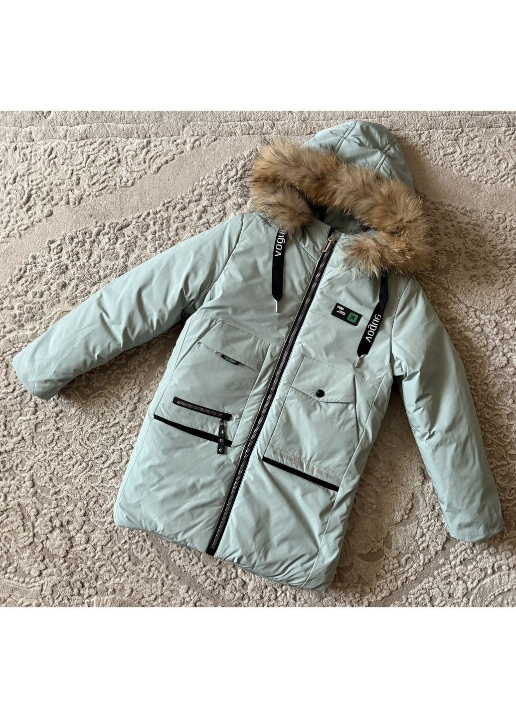 Комбінована зимня дитяча зимова подовжена куртка пальто на дівчинку 134-152 No Brand