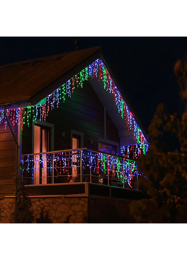 Гірлянда Бахрома вулична 600 LED 36 м від мережі чорна нитка, мультиколір No Brand (369401256)