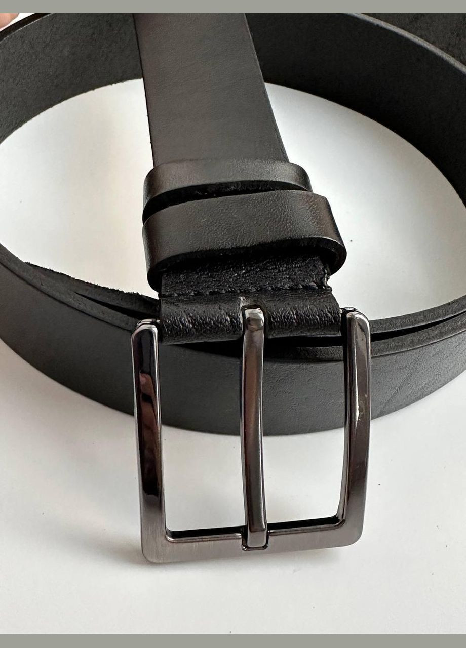 Чоловічий чорний ремінь з пряжкою натуральна шкіра 502002 No Brand (315424556)