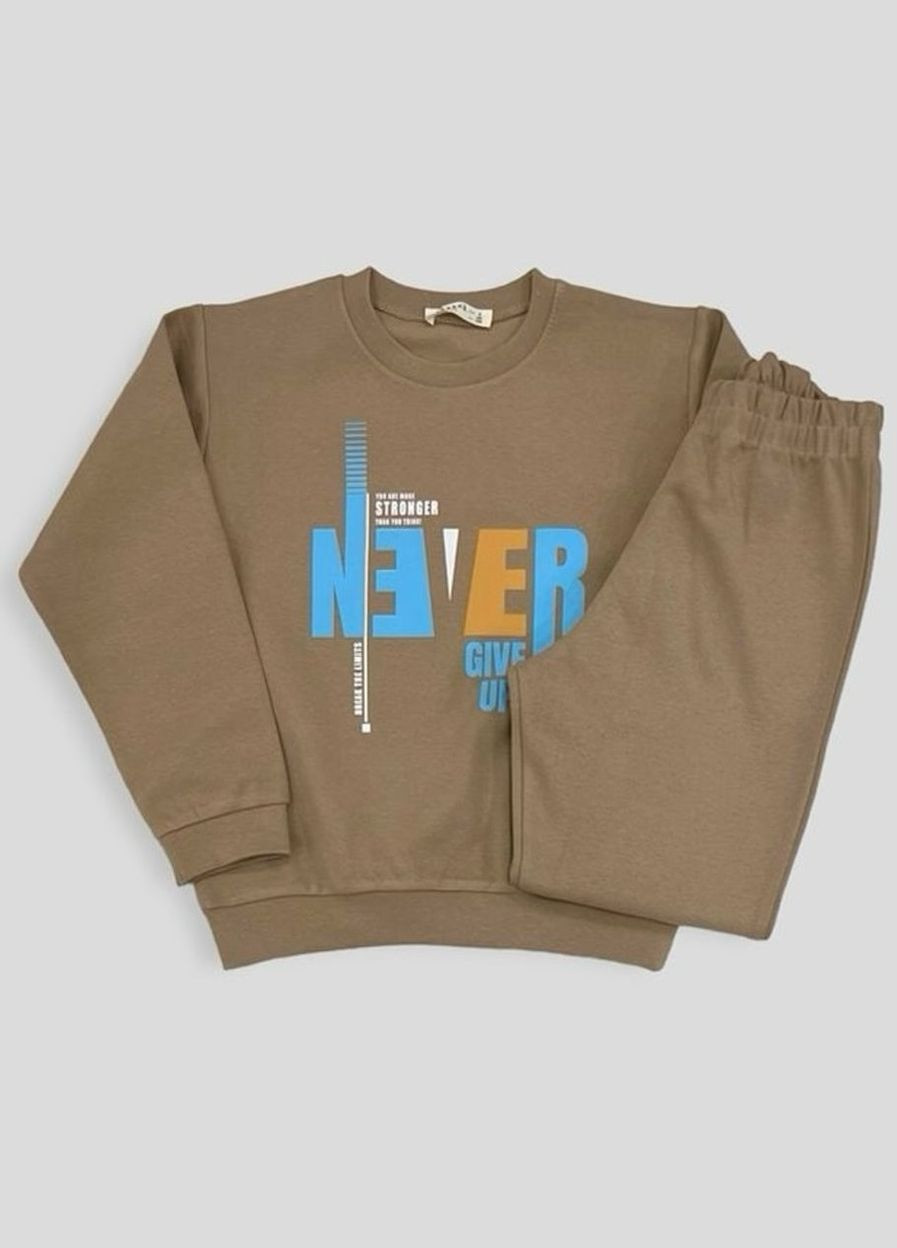 Бежевый демисезонный свитшот + брюки 19703 темно Breeze