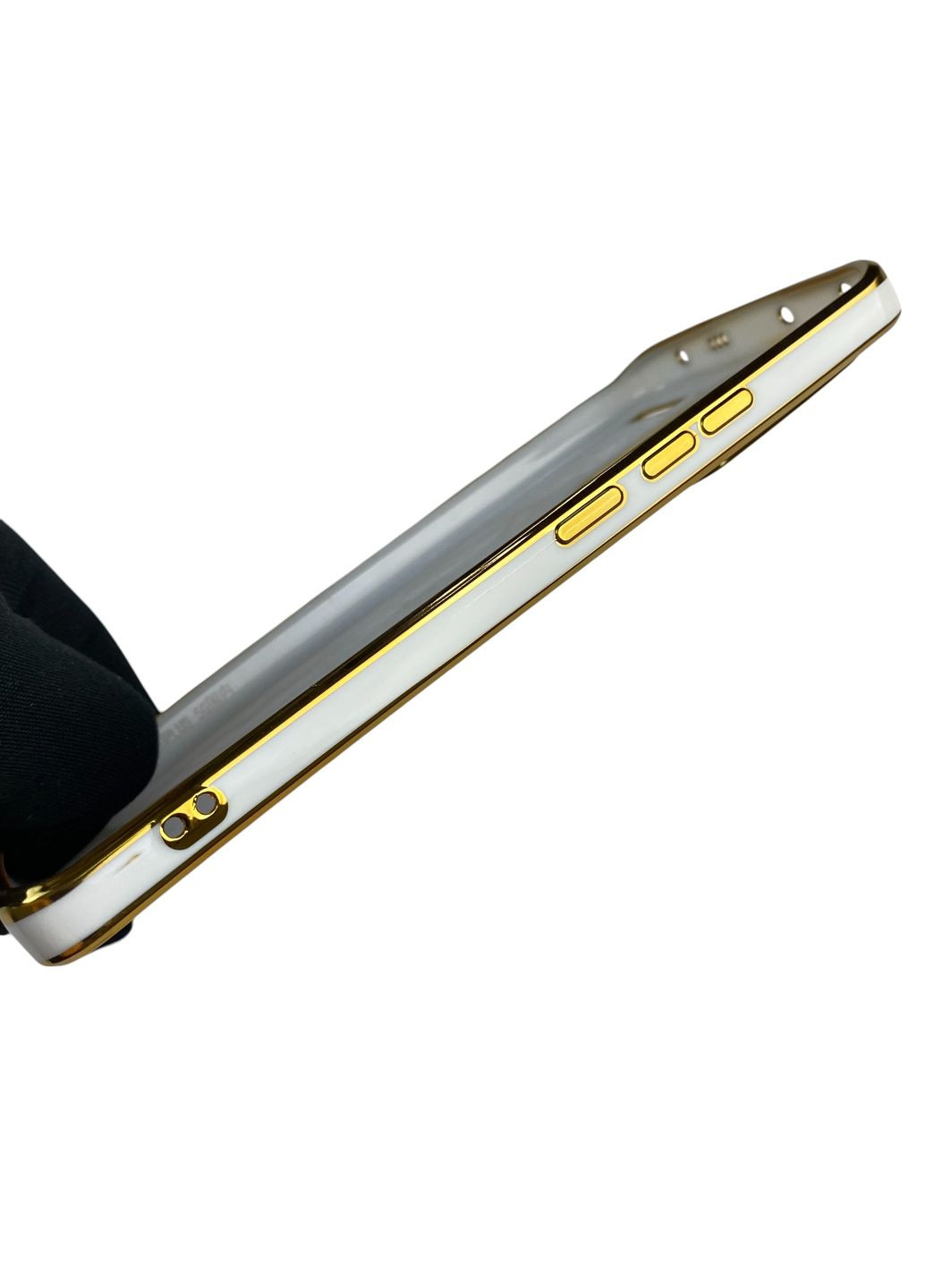 Чехол для Redmi Note 13 Pro Plus с кольцом MagSafe с золотой окантовкой редми нот 13 про плюс белый gs1 Xiaomi (366232544)