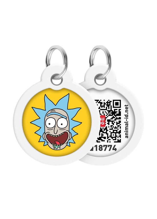 Адресник для собак и котов металлический Smart ID c QR паспортом, "Рик и Морти 3", круг, Д 30 мм WAUDOG (330245281)