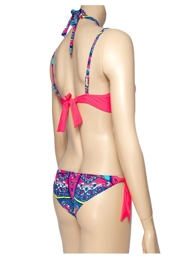 Комбінований літній купальник бандо подвійним пуш ап, трусики бразиліана на зав'язках модель 0040 арт.8510 роздільний, балконет, бікіні, бандо Samegame