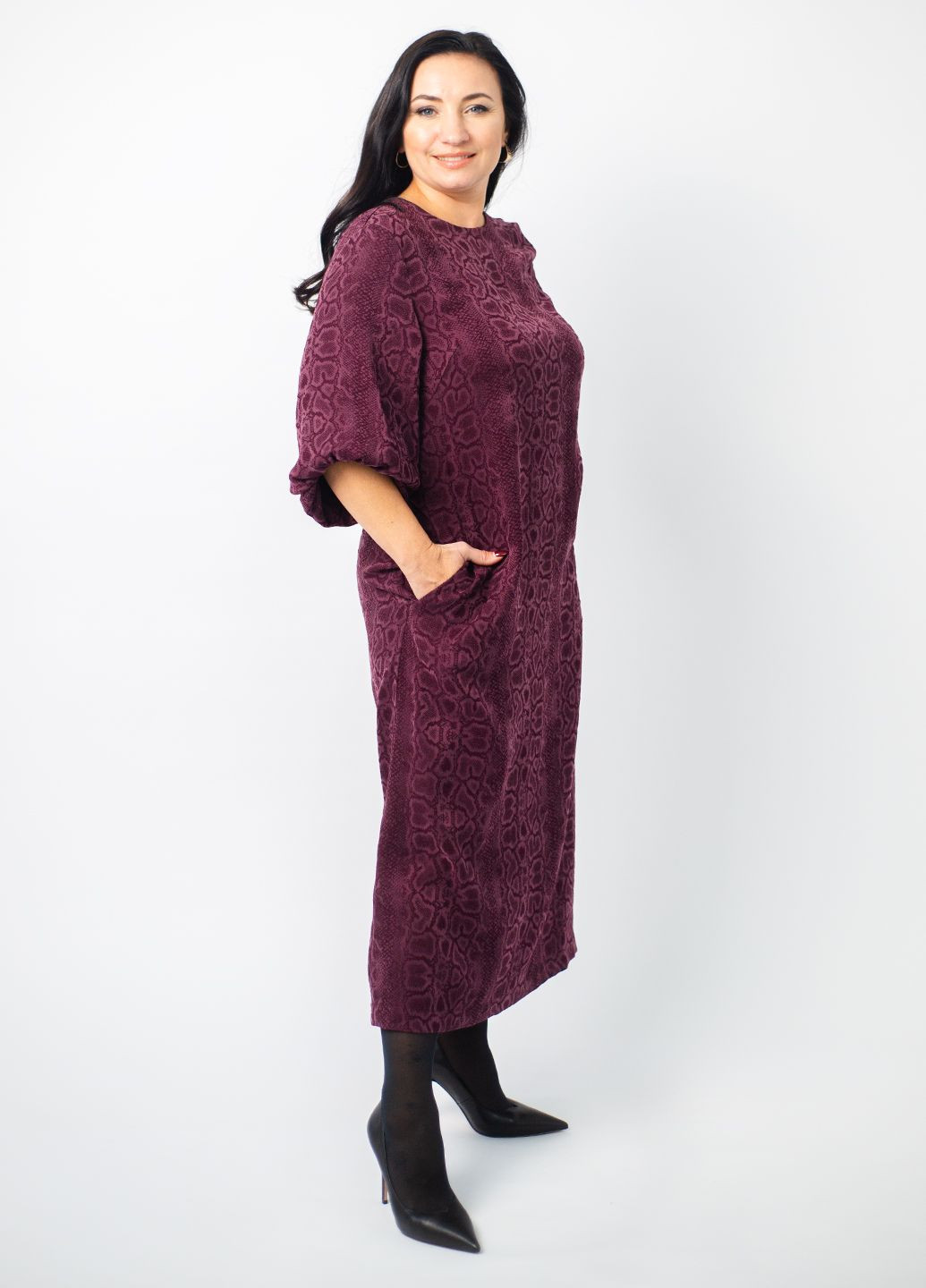 Бордова святковий, повсякденний, кежуал, вечірня сукня міді BeART з тваринним принтом