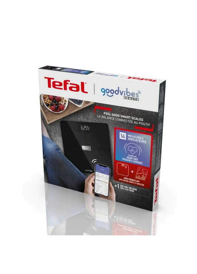 Весы напольные Body Fat Goodvibes Health, 180кг, 1 х Liion, стекло, черный Tefal (315817108)
