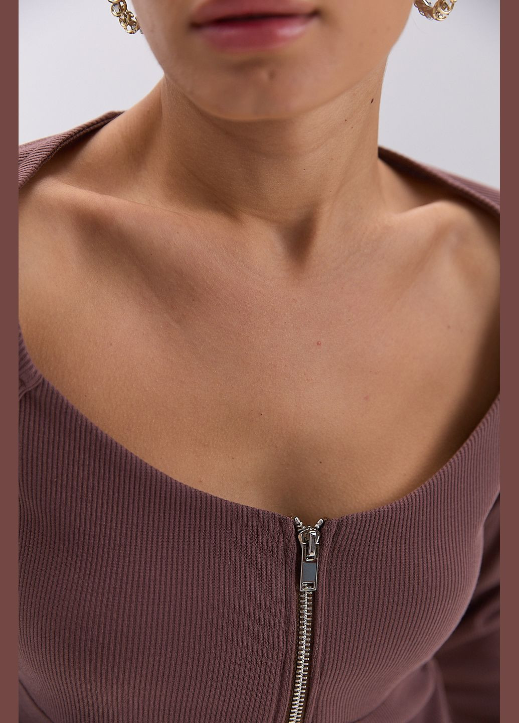 Укороченный женский лонгслив с молнией спереди Arjen (324635199)