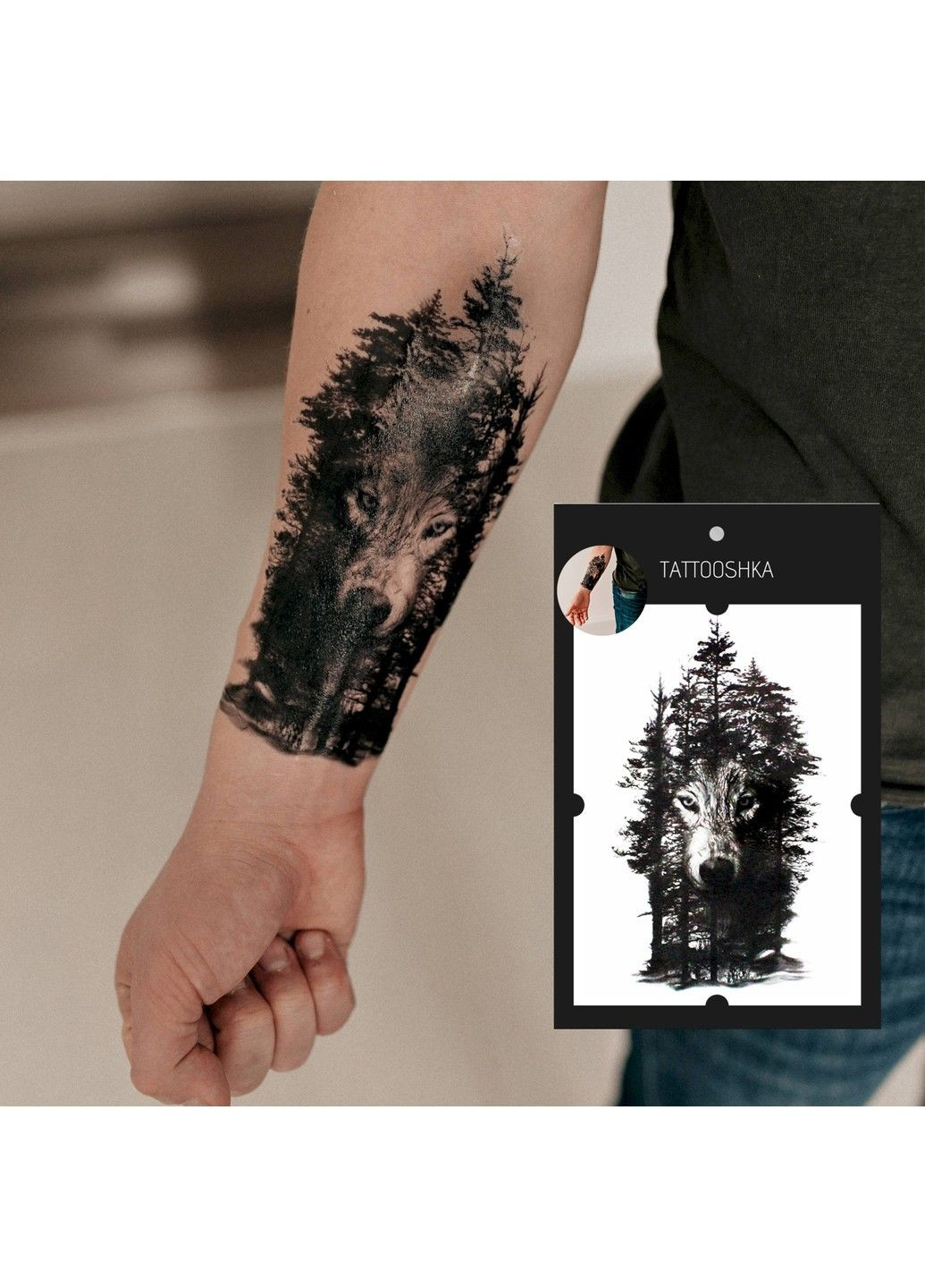Тату "Вовк в тіні лісу" Tattooshka (304292316)