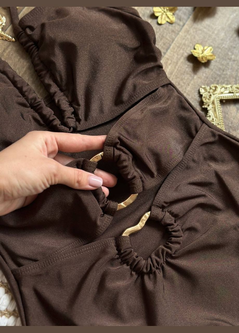 Темно-коричневый летний трендовый шоколадный монокини слитный, монокини Vakko