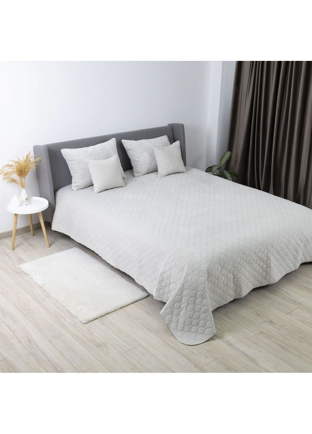 Двуспальное велюровое покрывало 180*240 см гипоаллергенное Светло-серое (24280180240) ТЕП (364503582)
