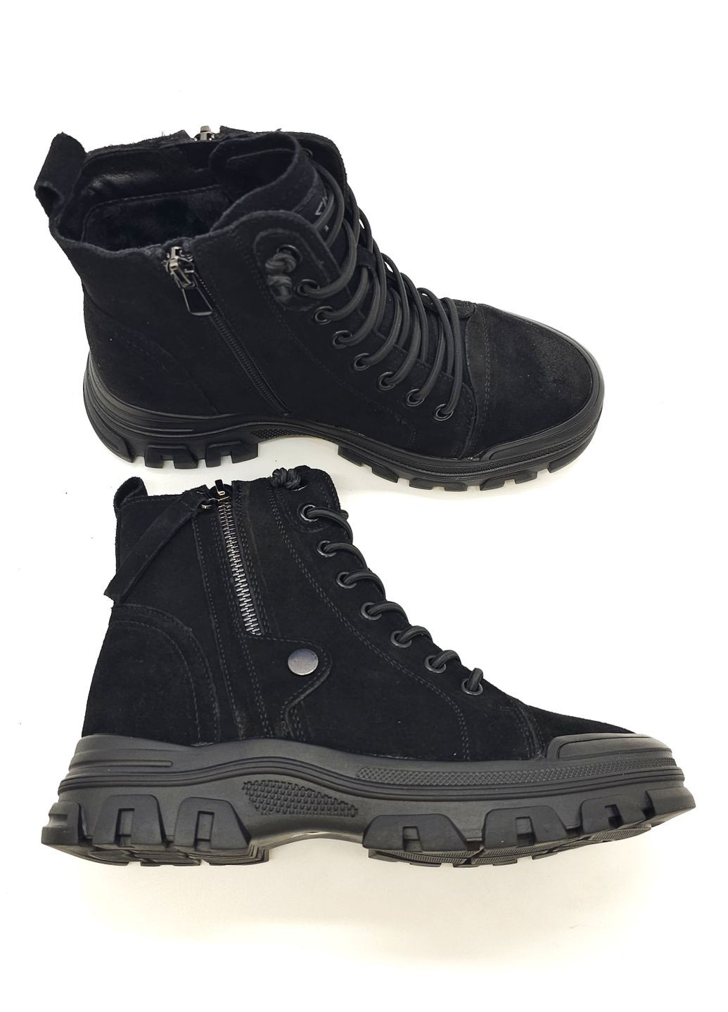 Осенние женские ботинки черные замшевые l-13-7 23 см (р) Lonza