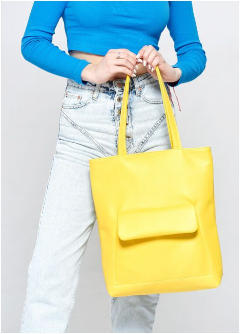 Сумка жіноча через плече з екошкіри Tote шоппер жовта Sambag (302007265)