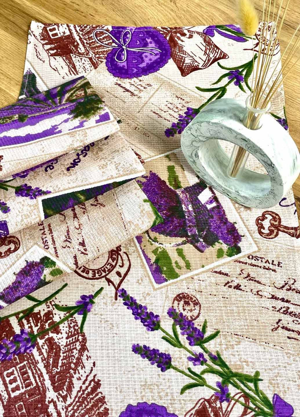 Рушники вафельні "Прованс" 75х35 см (комплект 4шт) Homedec квітковий комбінований