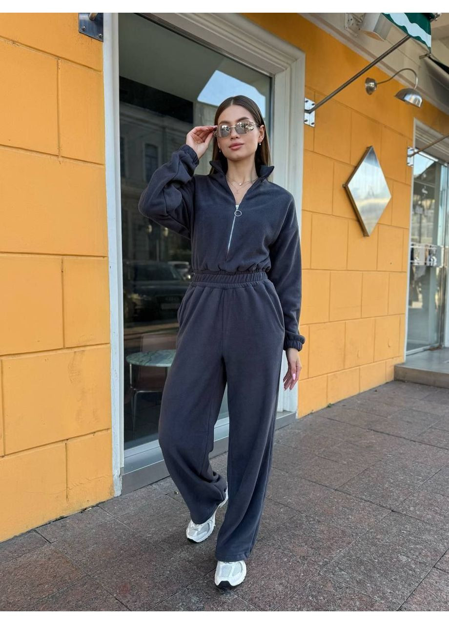 Жiночий теплий комбінезон iз флiса графiтового кольору 35668 Fashion (366450075)