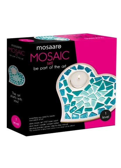 Набір для творчості: мозаїчний підсвічник Серце зі скла Mosaaro (391179332)