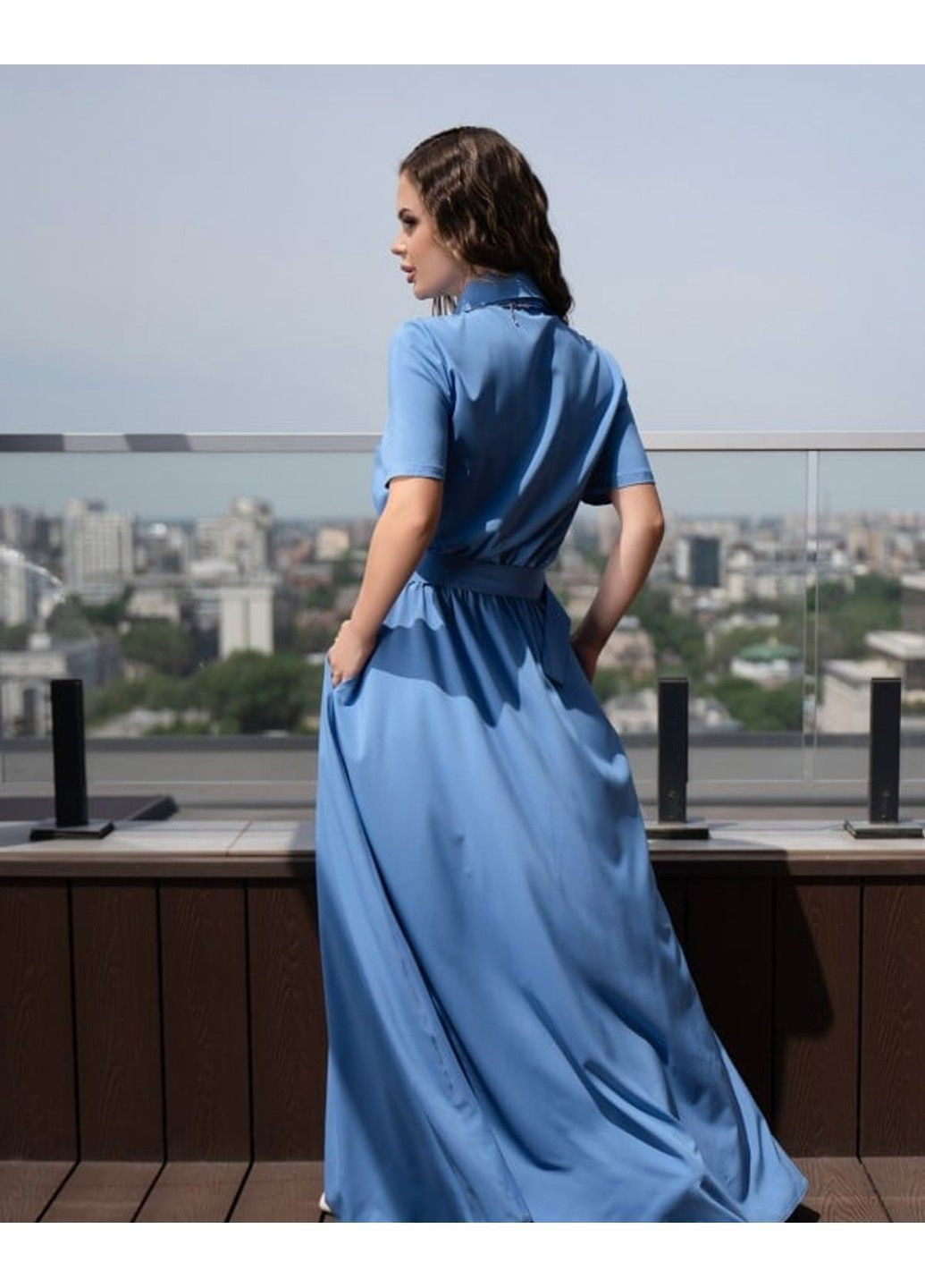 Голубое повседневный платья 14089 голубой ISSA PLUS
