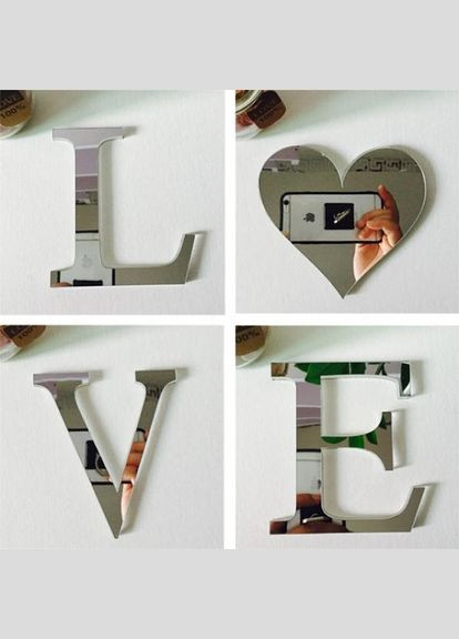 Зеркальные буквы BallenShiny Love, Home зеркальная наклейка Буквы 3D PTR No Brand (317764142)