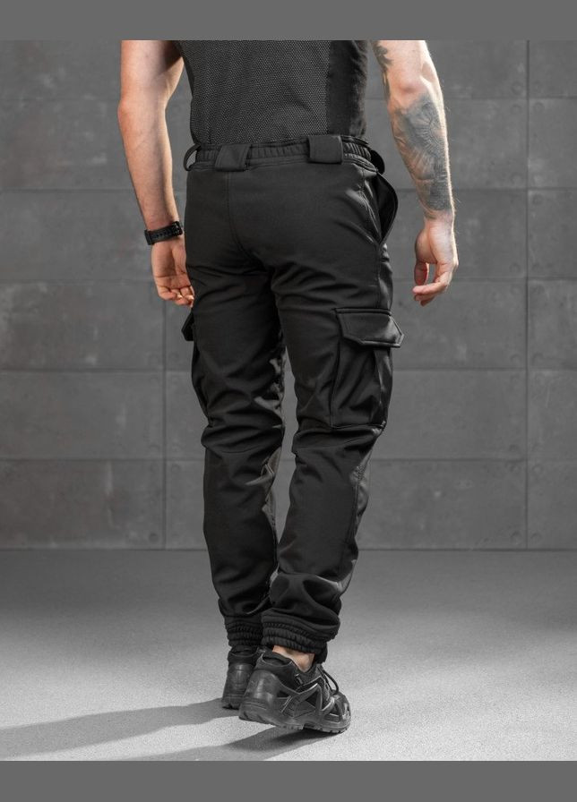 Тактические мужские штаны SoftShell на флисе черные No Brand (314886953)