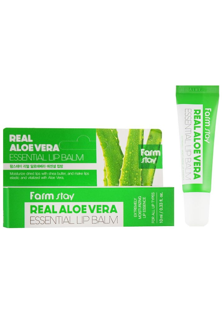 Увлажняющий бальзам для губ с алоэ соком Real Aloe Vera Essential Lip Balm 10 мл FarmStay (349754268)