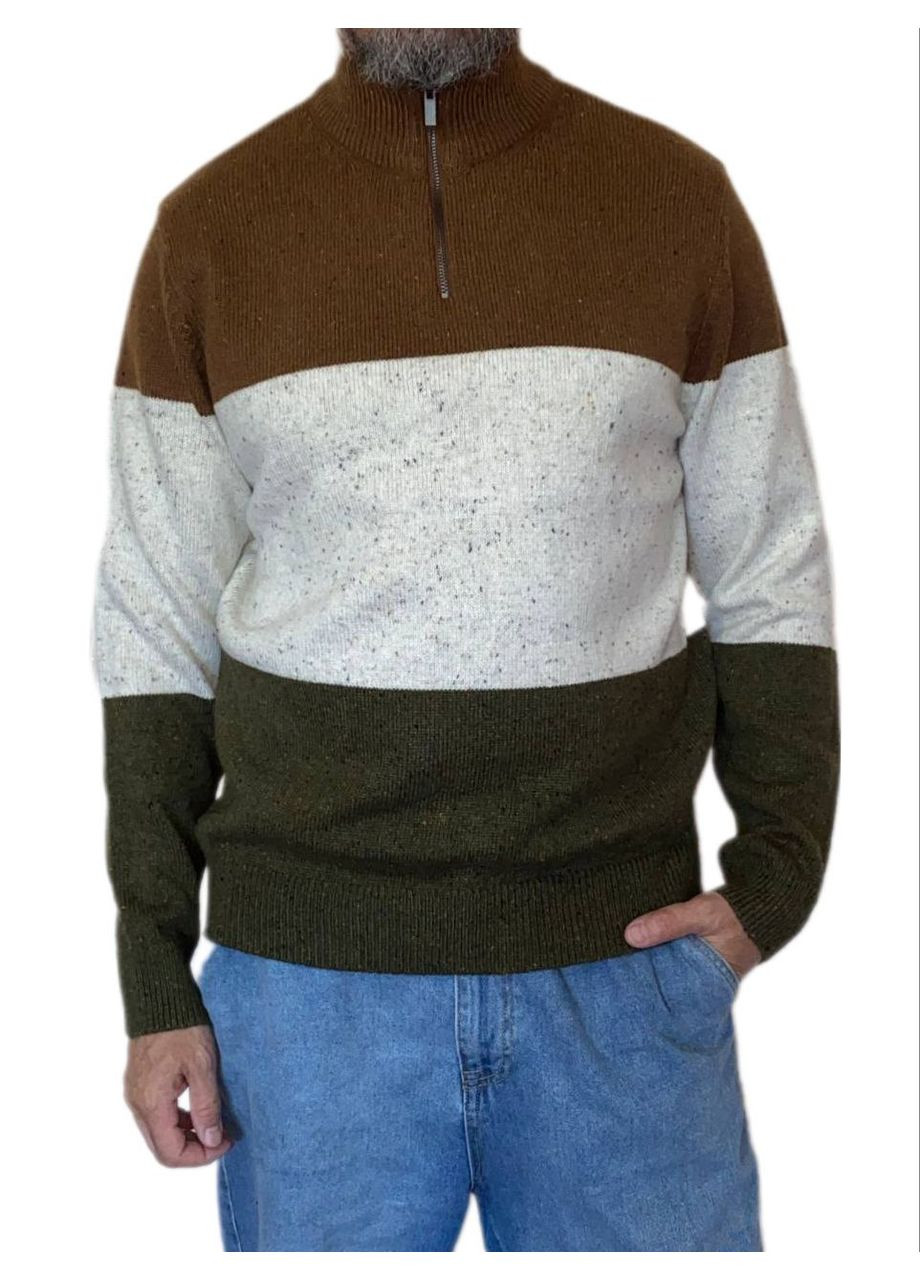 Комбинированный зимний мужской свитер Wool & Cashmere