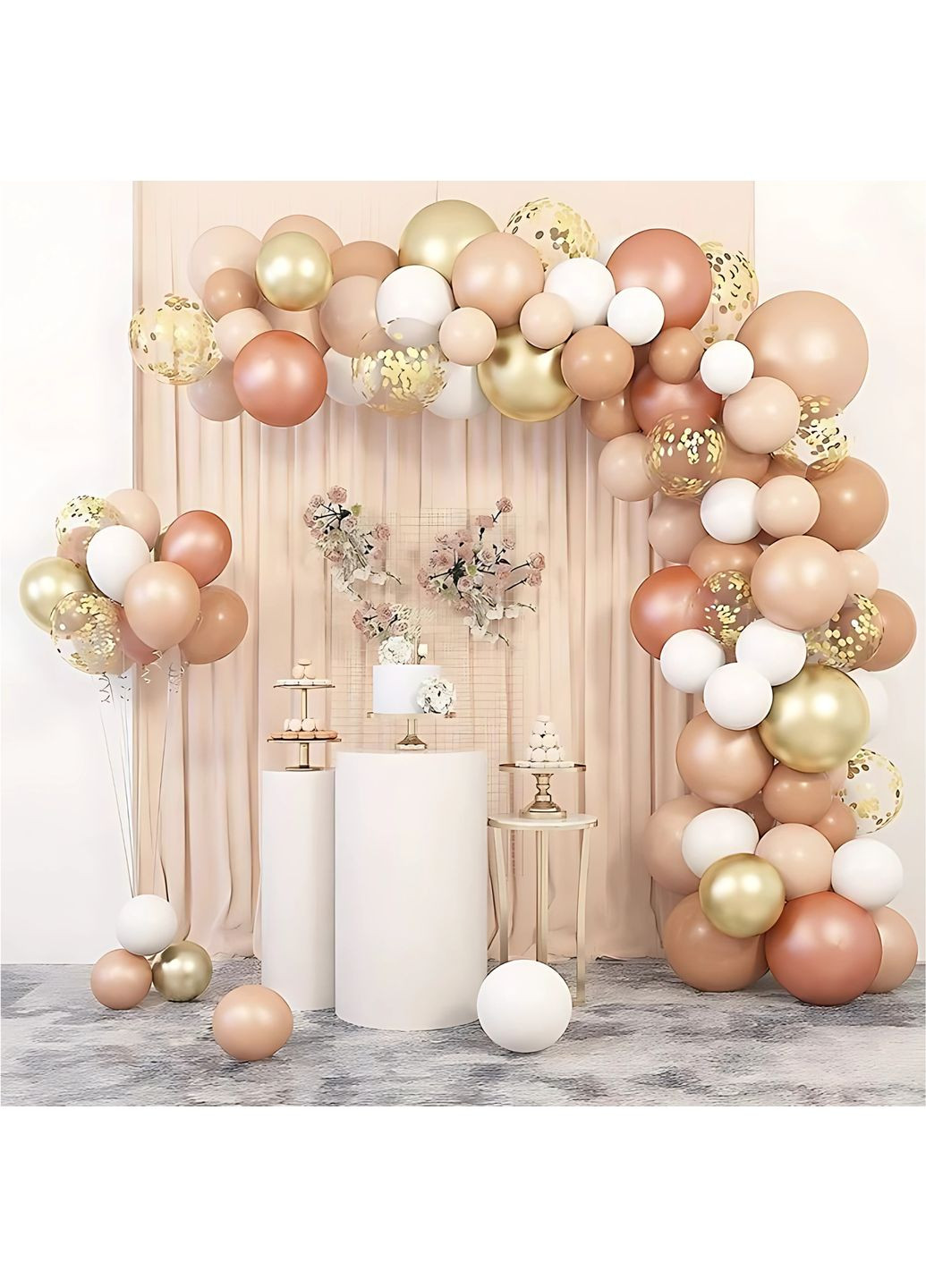 Набір 100 куль для арки фотозони Ніжне сяйво Персик і білий No Brand (360560091)