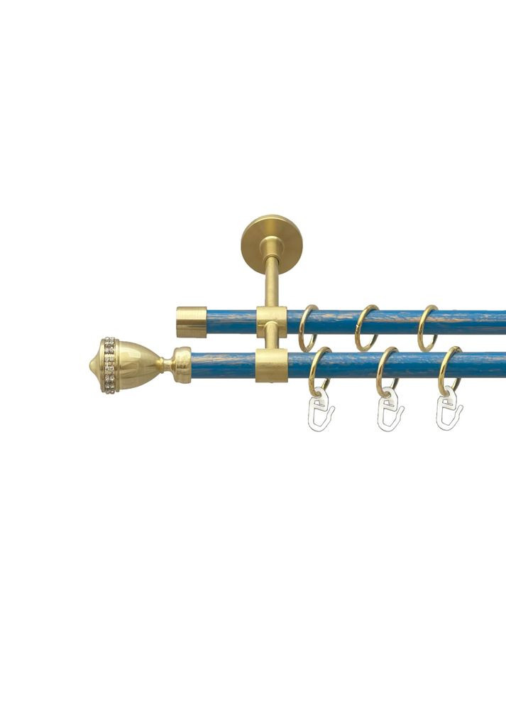 Карниз Этерния металлический двухрядный закрытый гладкая труба Золото Матовое - Голубая 16\16 мм 300 см (00-00025039) ORVIT (300845998)