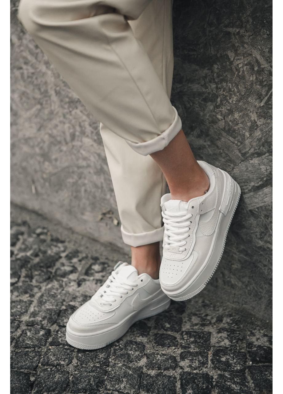 Білі Осінні кросівки чоловічі nike air force 1 shadow white найк аір форс 1 преміум No Brand