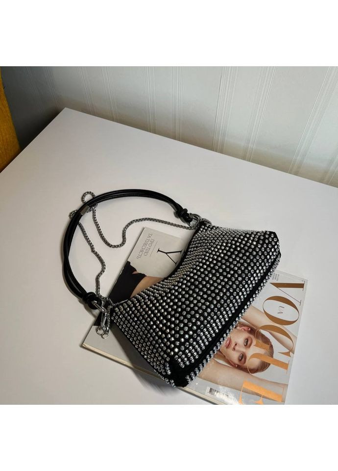 Праздничная сумка-багет в блестках серебряного цвета No Brand (362588096)