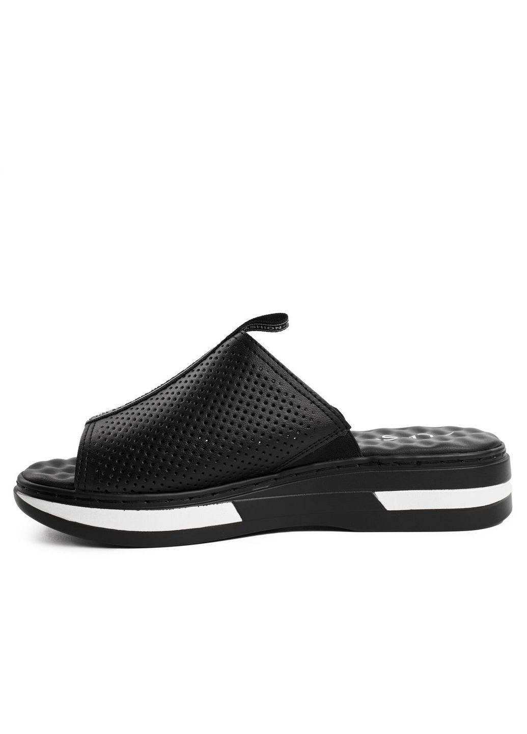 Черные кожаные шлепанцы 4670 ALLSY