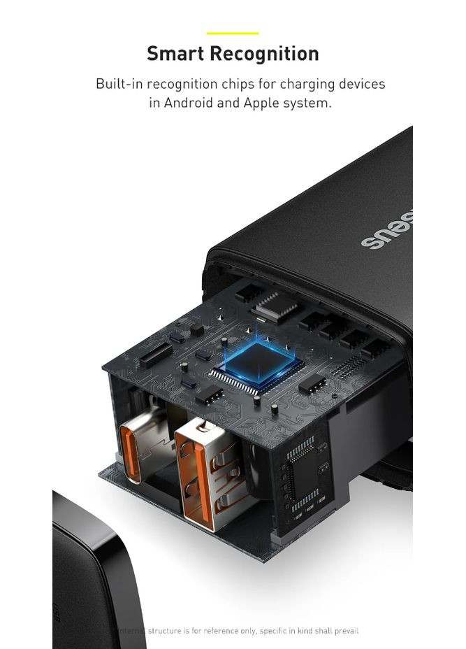 Зарядний пристрій Compact Quick Charger 20W (USB-A + USB-C) QC PD Black Baseus (300524099)