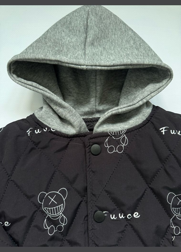 Чорна демісезонна бомбер для хлопчика fuuce 10741 No Brand